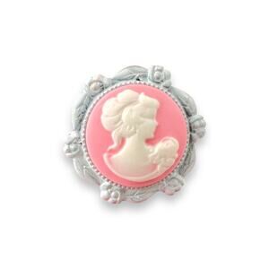 Modern Victorian Woman Pink & White Ornate Baroque Adjustable Ring OOAK